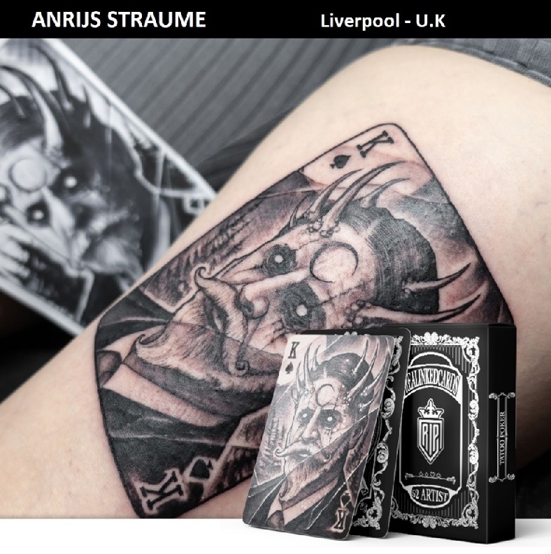 Anrijs Straume tattoo and Real Inked King of Spades