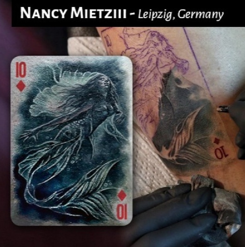Nancy Mietziii tattoo and Real Inked Ten of Diamonds